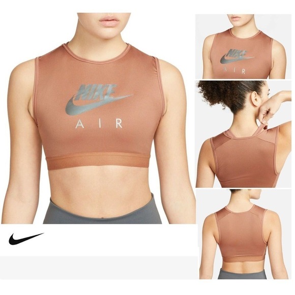 Nike Sports Bra Womens XS Mineral Clay‎ Air Dri Fit Swoosh Sports Bra NEW - Picture 1 of 13